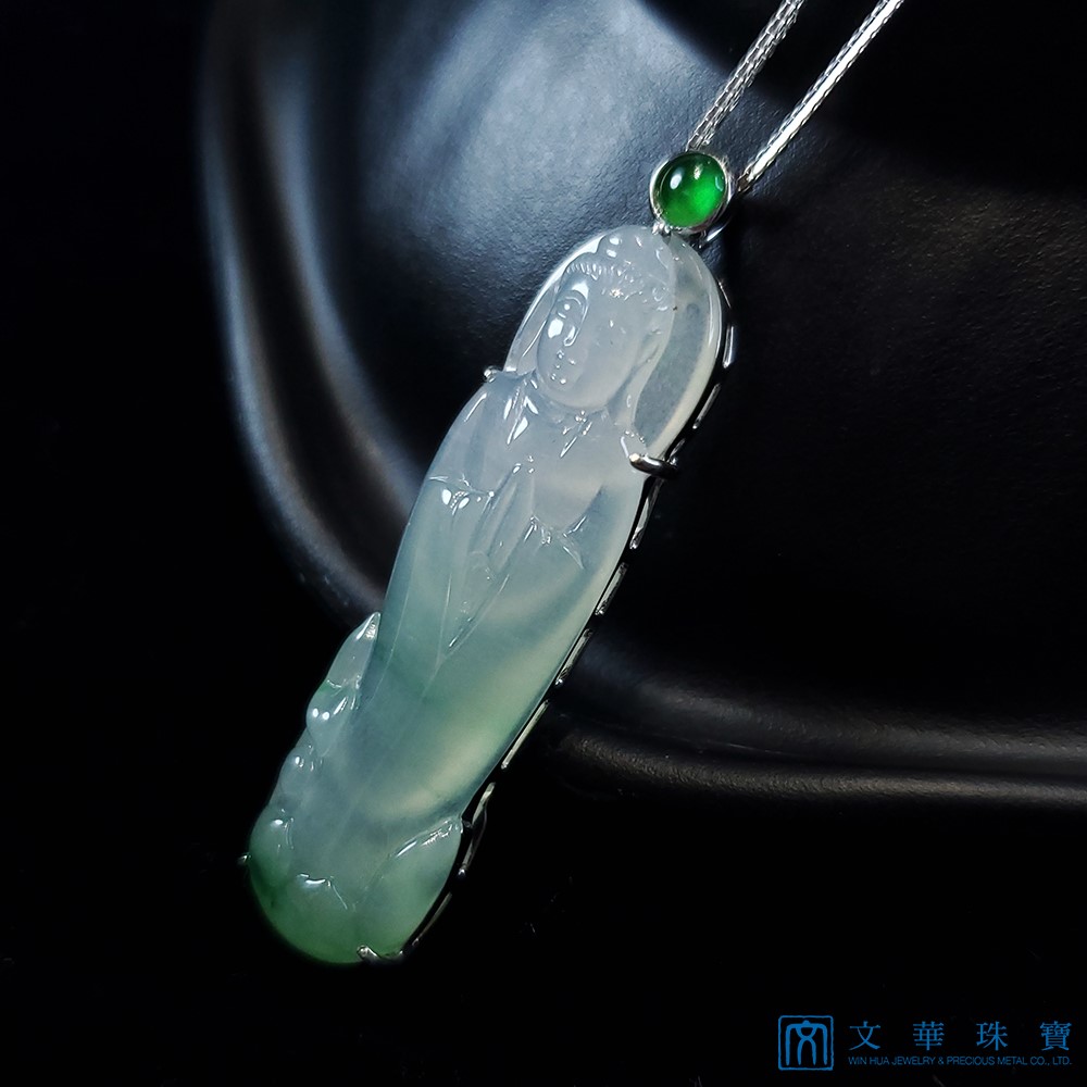 翡翠高冰起瑩觀音玉墜 