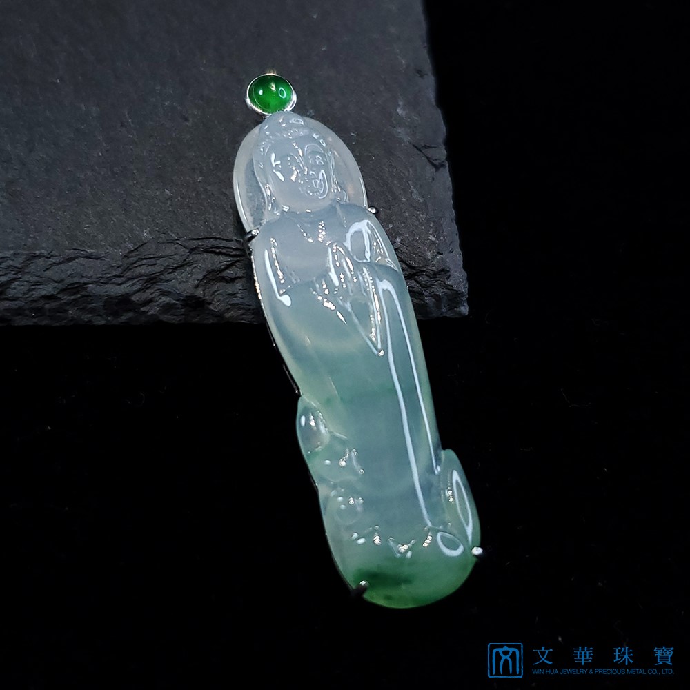 翡翠高冰起瑩觀音玉墜 