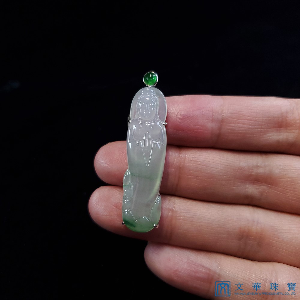 翡翠高冰起瑩觀音玉墜 