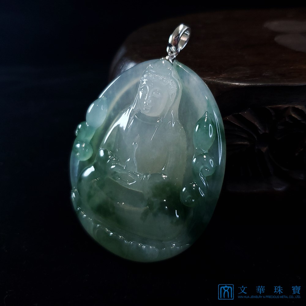 翡翠冰種厚莊觀音玉牌(已售出)