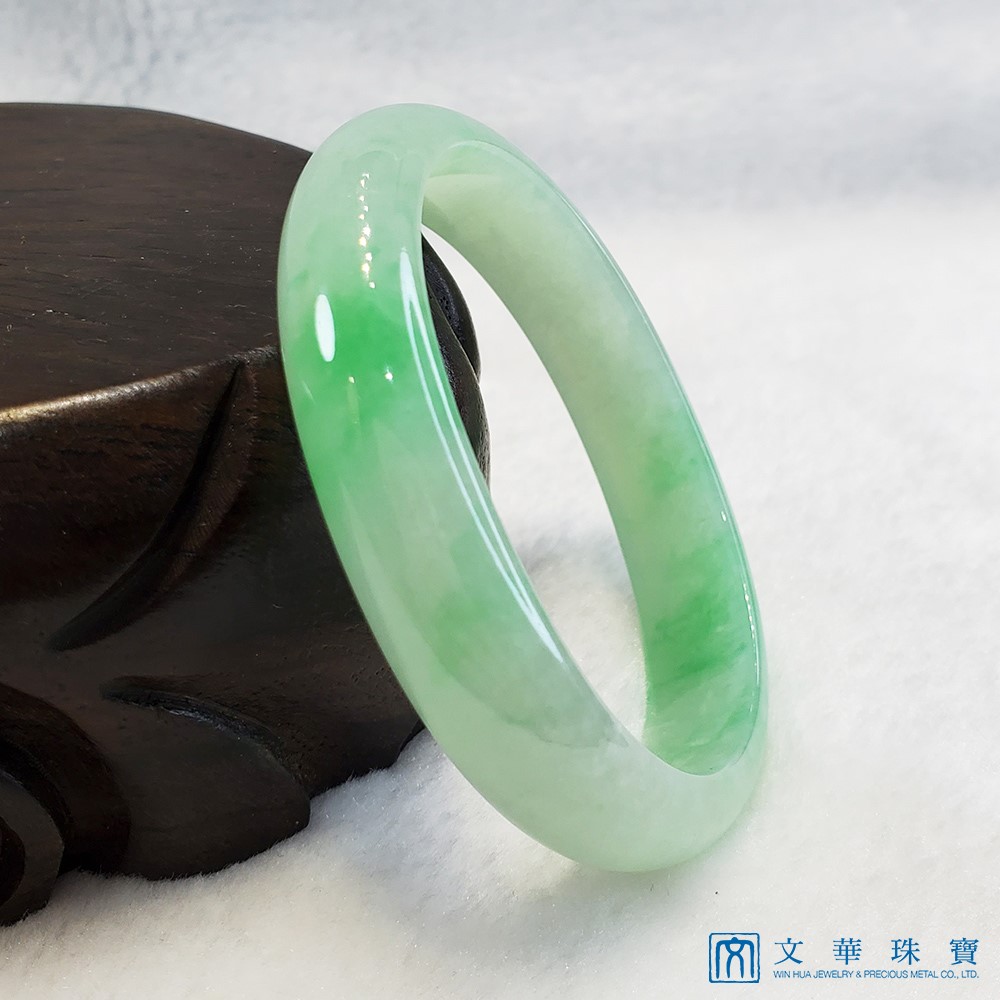 翡翠冰種陽綠玉鐲 17圍 貴妃鐲