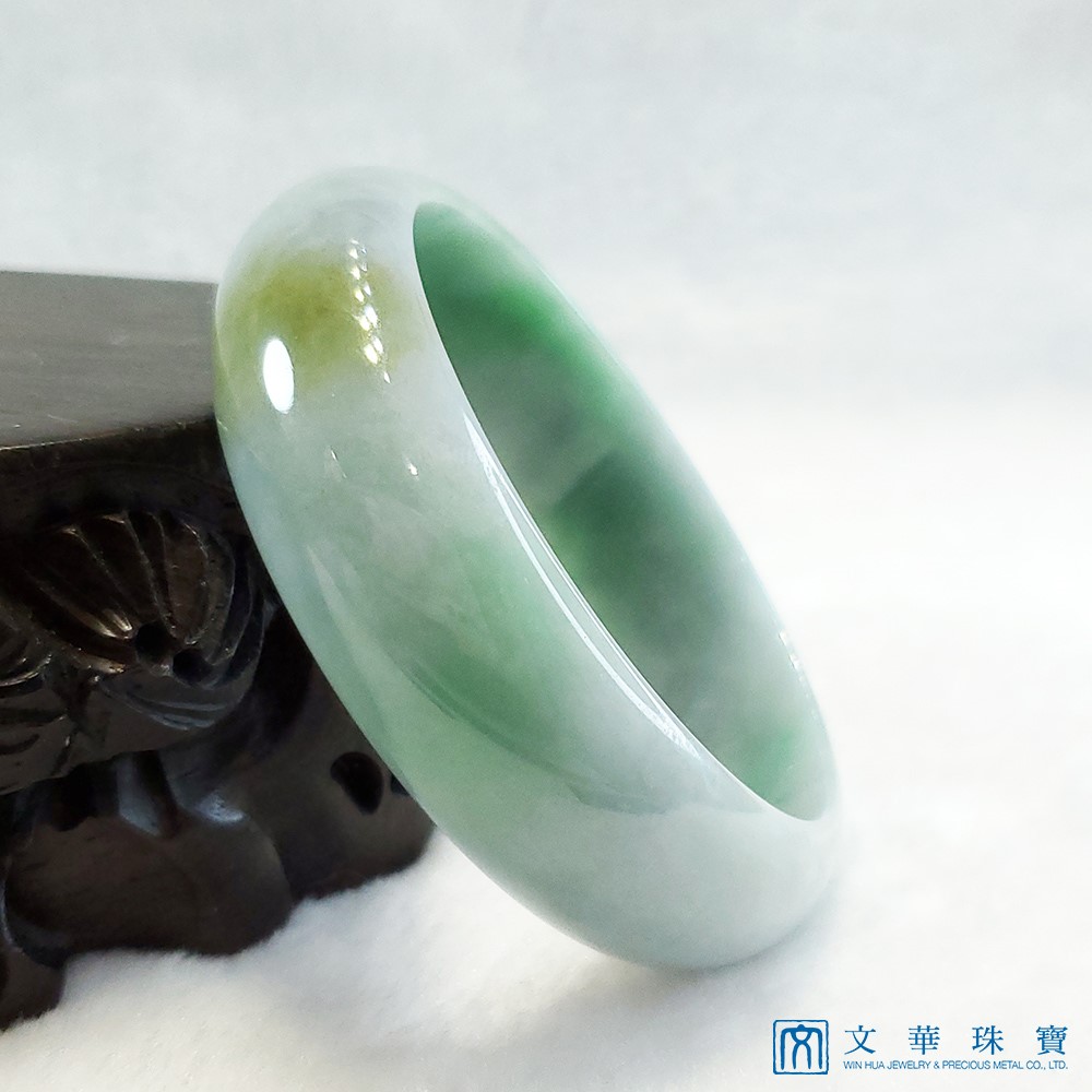  翡翠藍綠底帶翡寬版玉鐲 18.8圍 平安鐲(已售出)