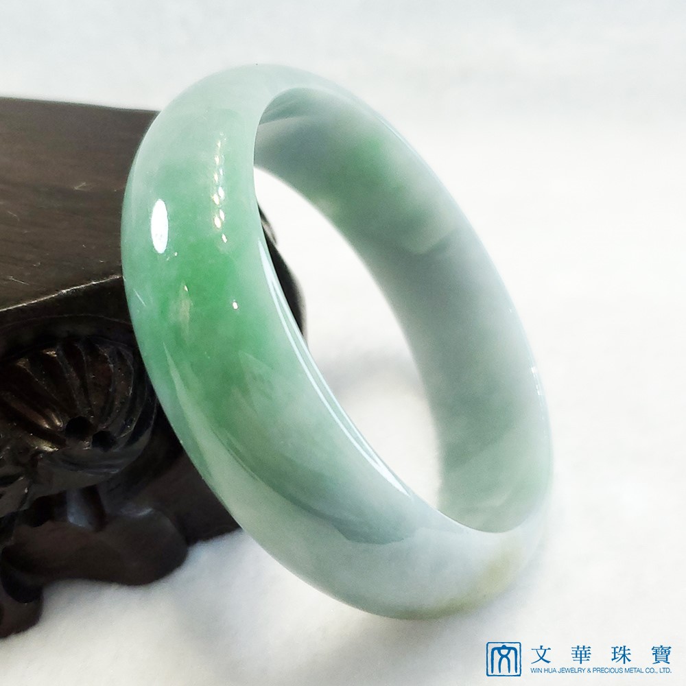  翡翠藍綠底帶翡寬版玉鐲 18.8圍 平安鐲(已售出)