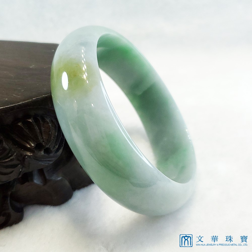  翡翠藍綠底帶翡寬版玉鐲 18.8圍 平安鐲(已售出)