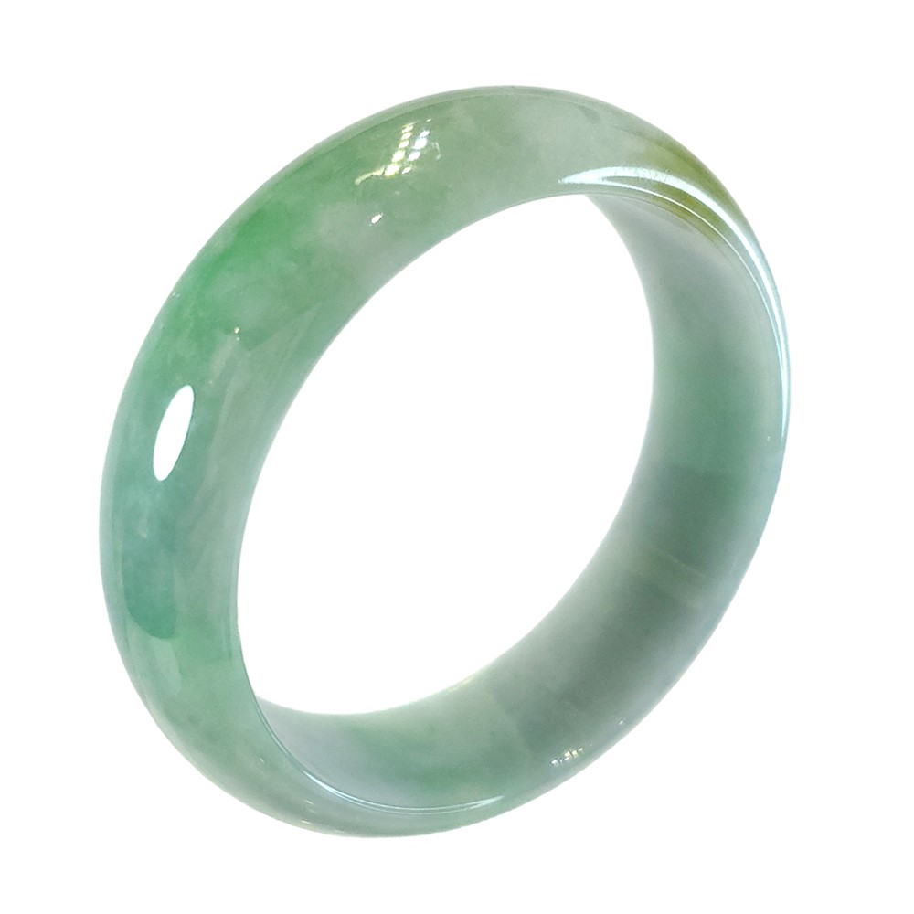  翡翠藍綠底帶翡寬版玉鐲 18.8圍 平安鐲(已售出)