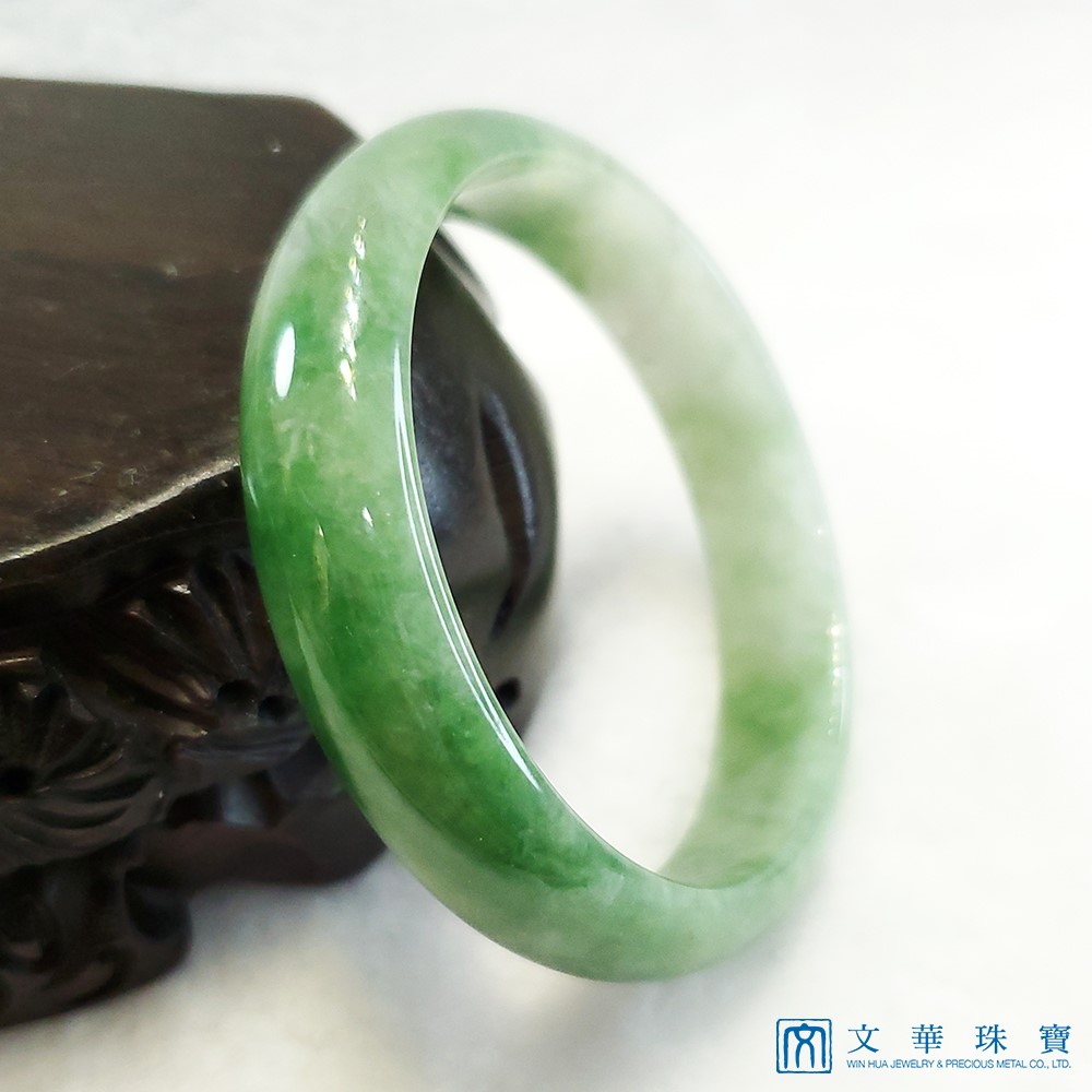 翡翠晴水綠玉鐲 18.3圍 平安鐲