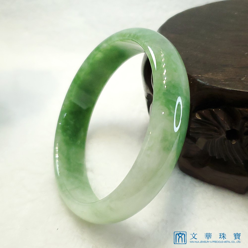 翡翠晴水綠玉鐲 18.3圍 平安鐲