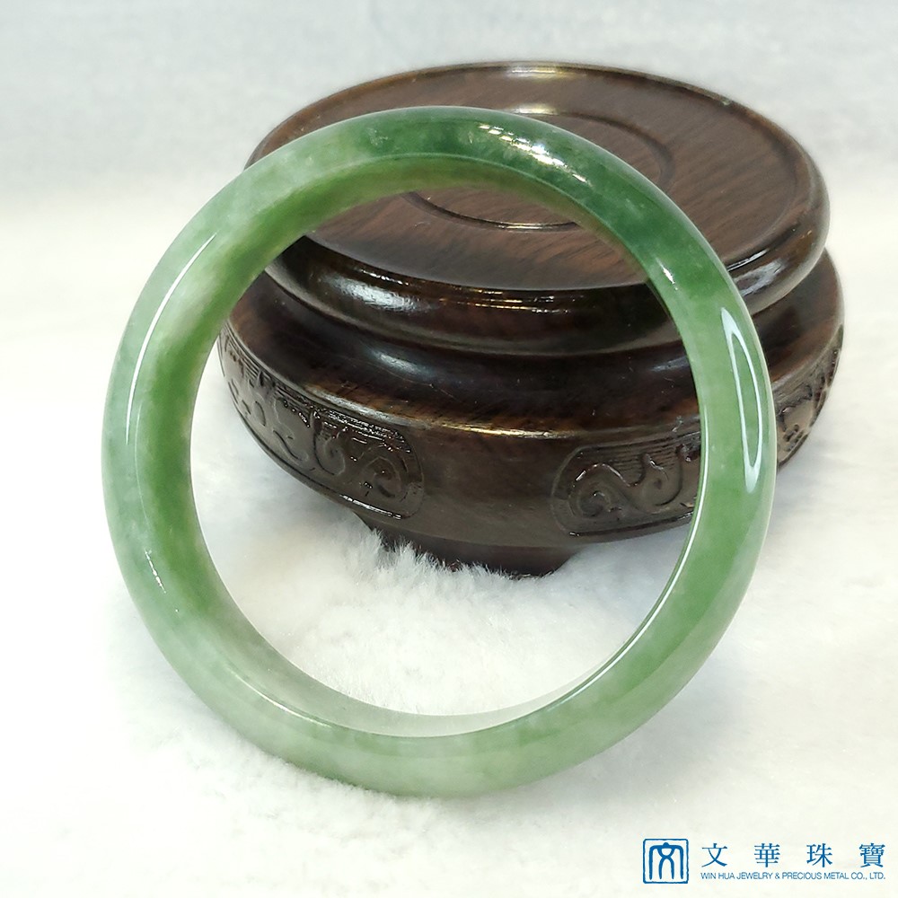 翡翠花青玉鐲 18.5圍 平安鐲