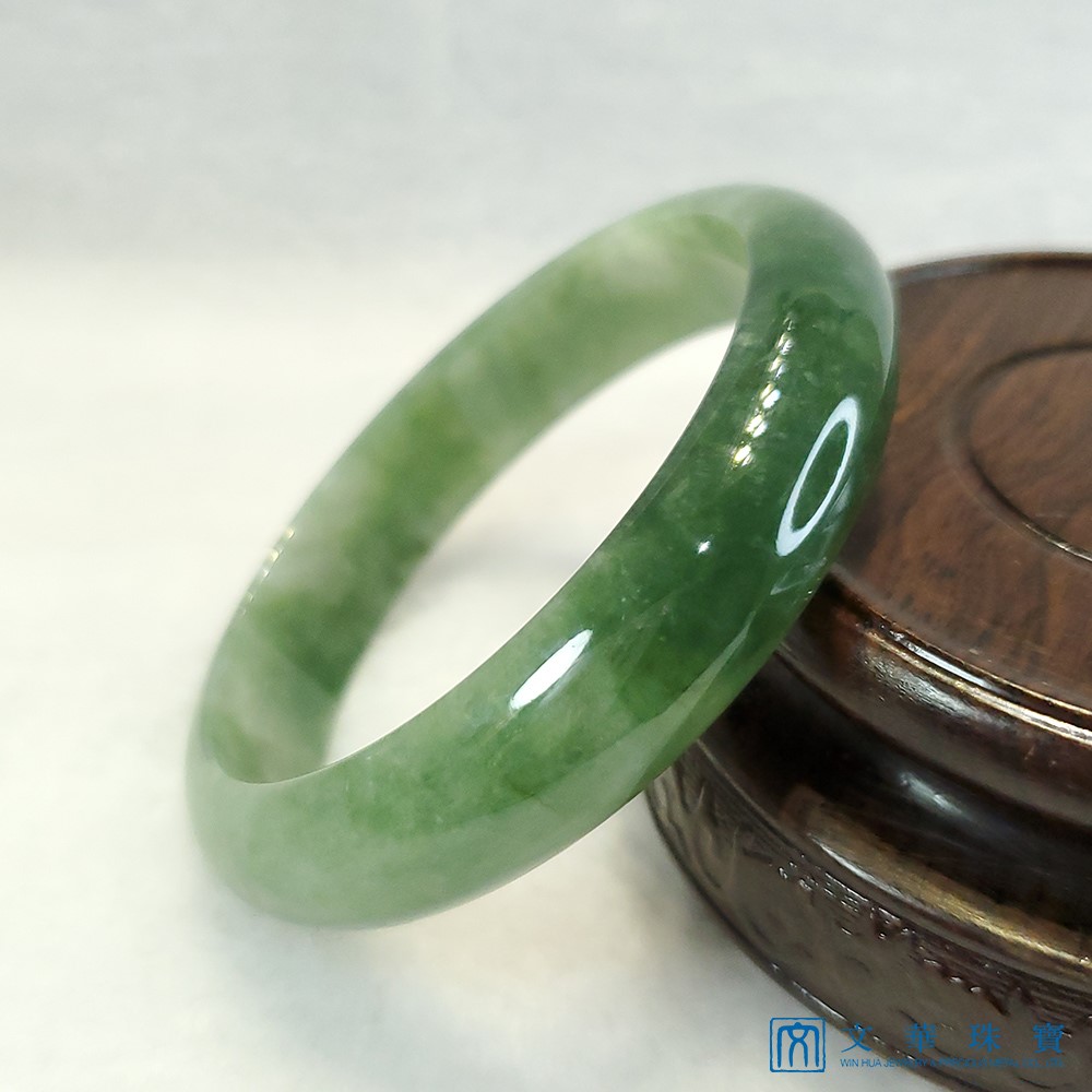 翡翠花青玉鐲 18.5圍 平安鐲