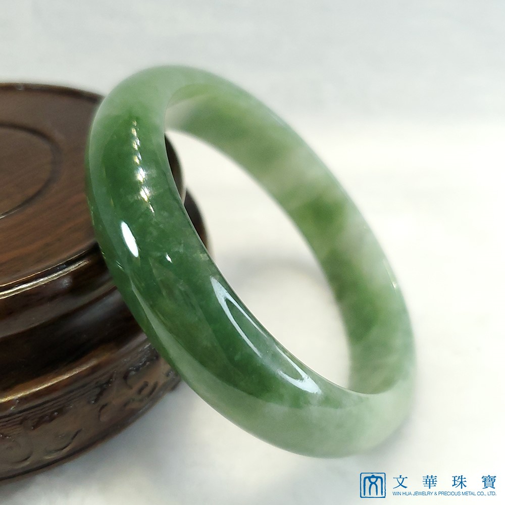 翡翠花青玉鐲 18.5圍 平安鐲