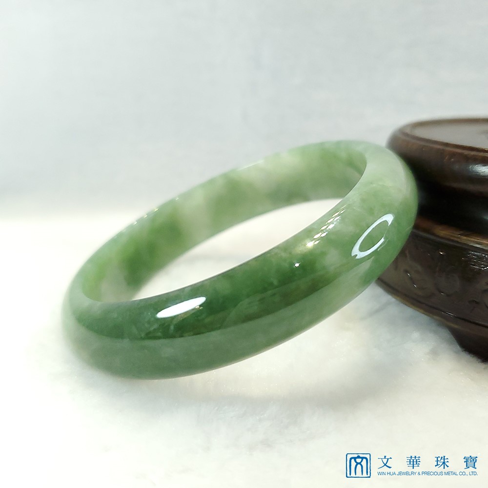 翡翠花青玉鐲 18.5圍 平安鐲