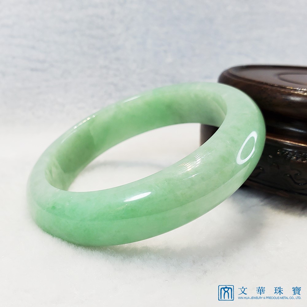 翡翠冰糯蘋果綠玉鐲 17.5圍 平安鐲(已售出)