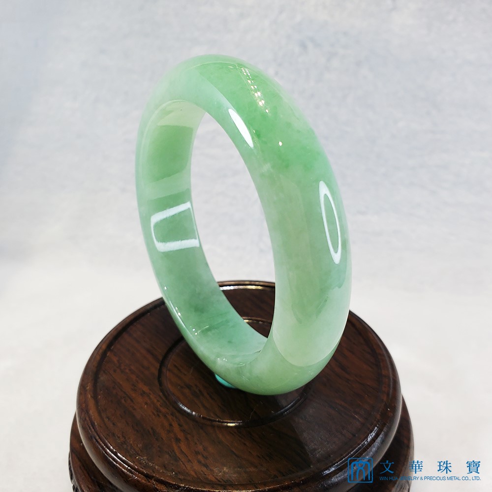 翡翠冰糯蘋果綠玉鐲 17.5圍 平安鐲(已售出)