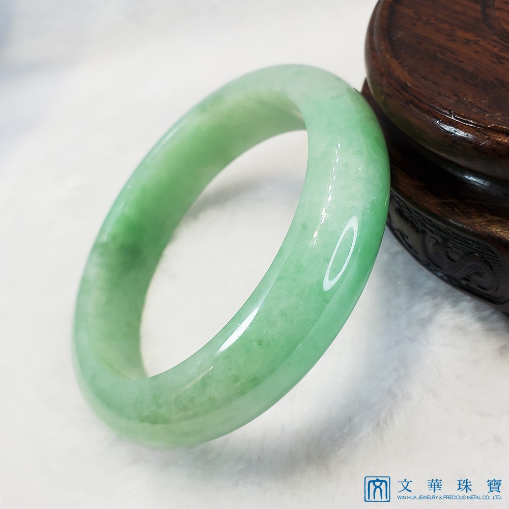 翡翠冰糯蘋果綠玉鐲 17.5圍 平安鐲(已售出)