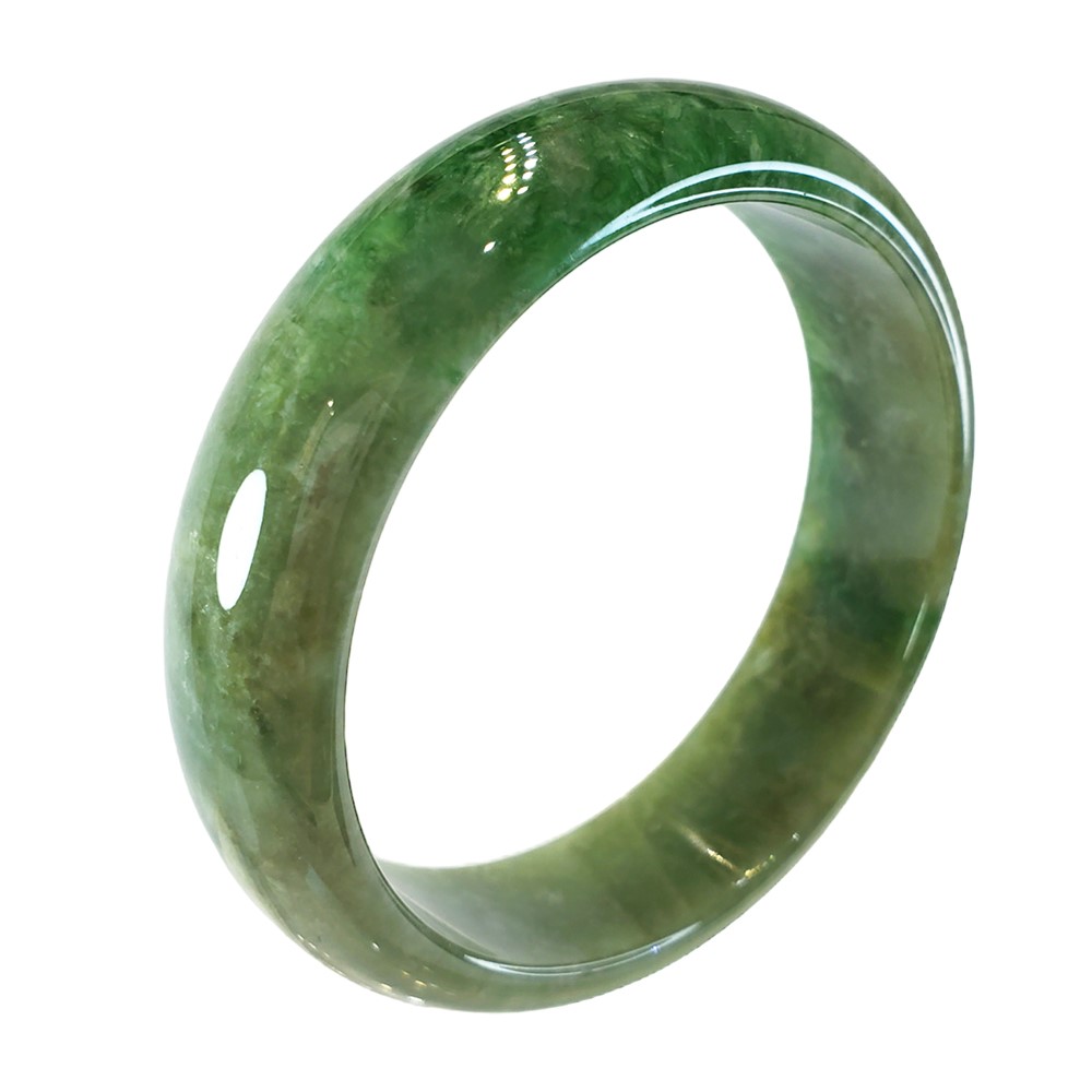  翡翠油青帶綠寬版玉鐲 19.5圍 平安鐲(已售出)