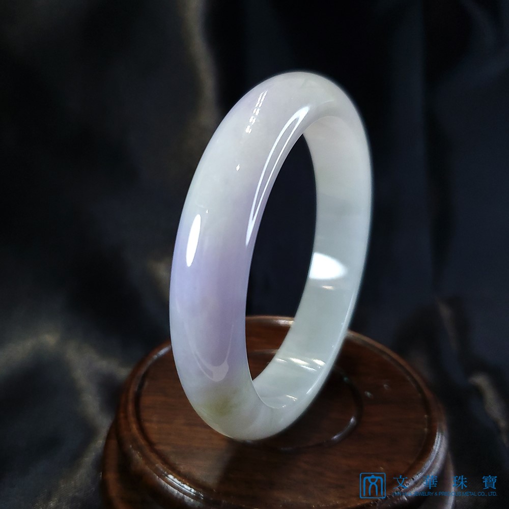 冰糯帶紫玉鐲 18.3圍 平安鐲