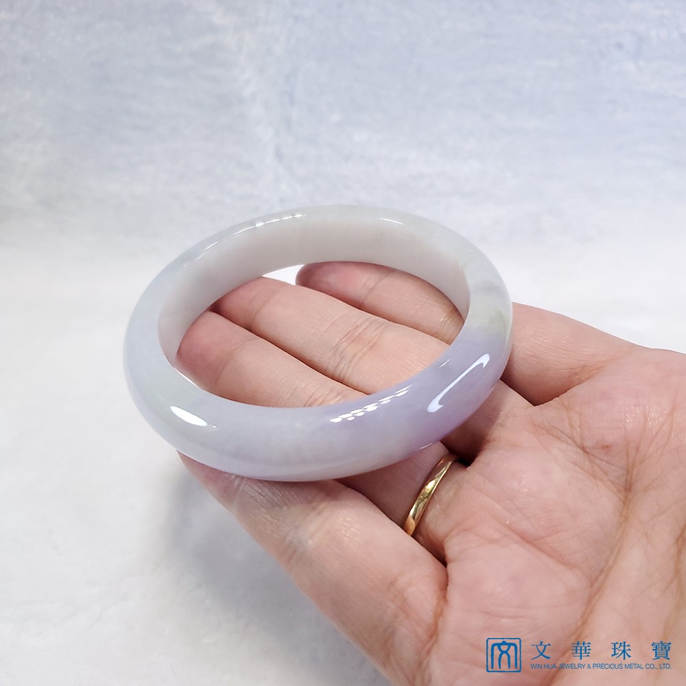 冰糯帶紫玉鐲 18.3圍 平安鐲