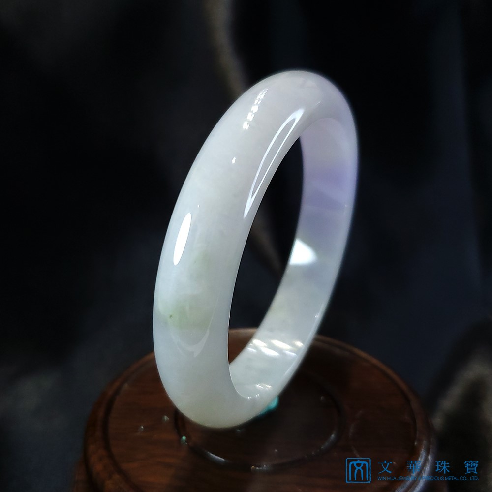 冰糯帶紫玉鐲 18.3圍 平安鐲