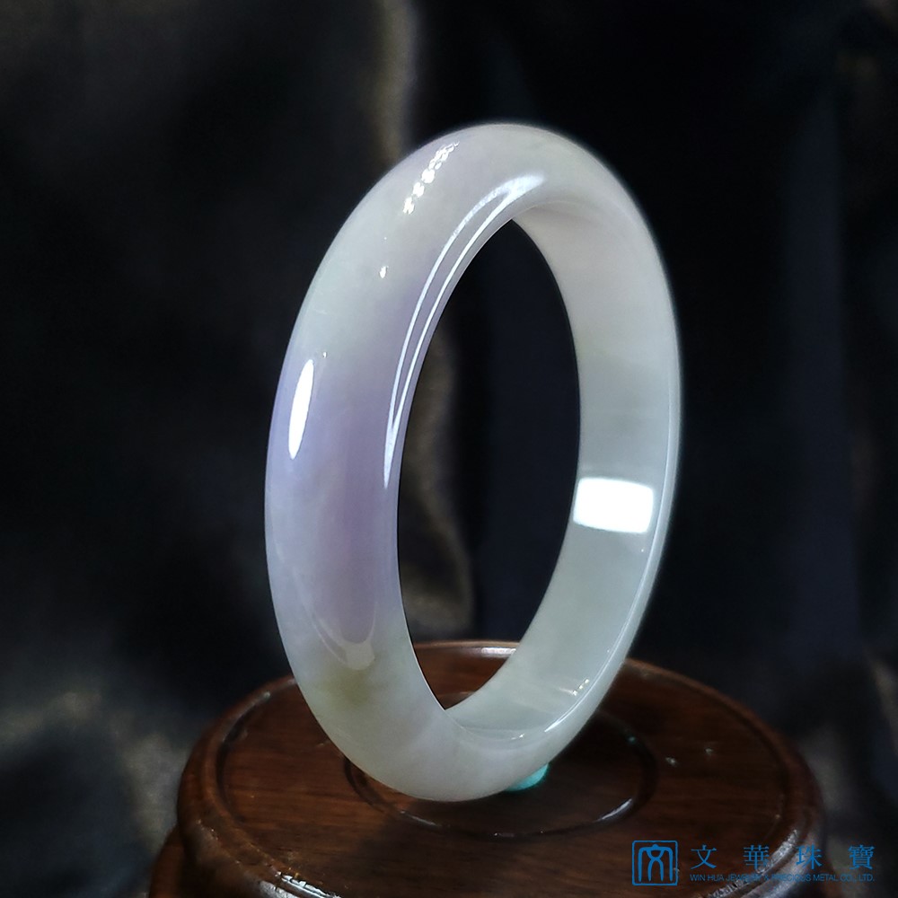 冰糯帶紫玉鐲 18.3圍 平安鐲