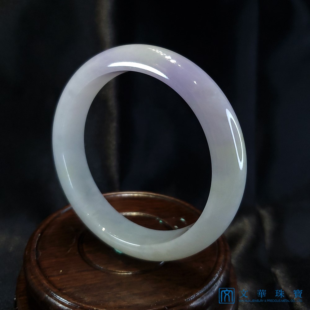 冰糯帶紫玉鐲 18.3圍 平安鐲