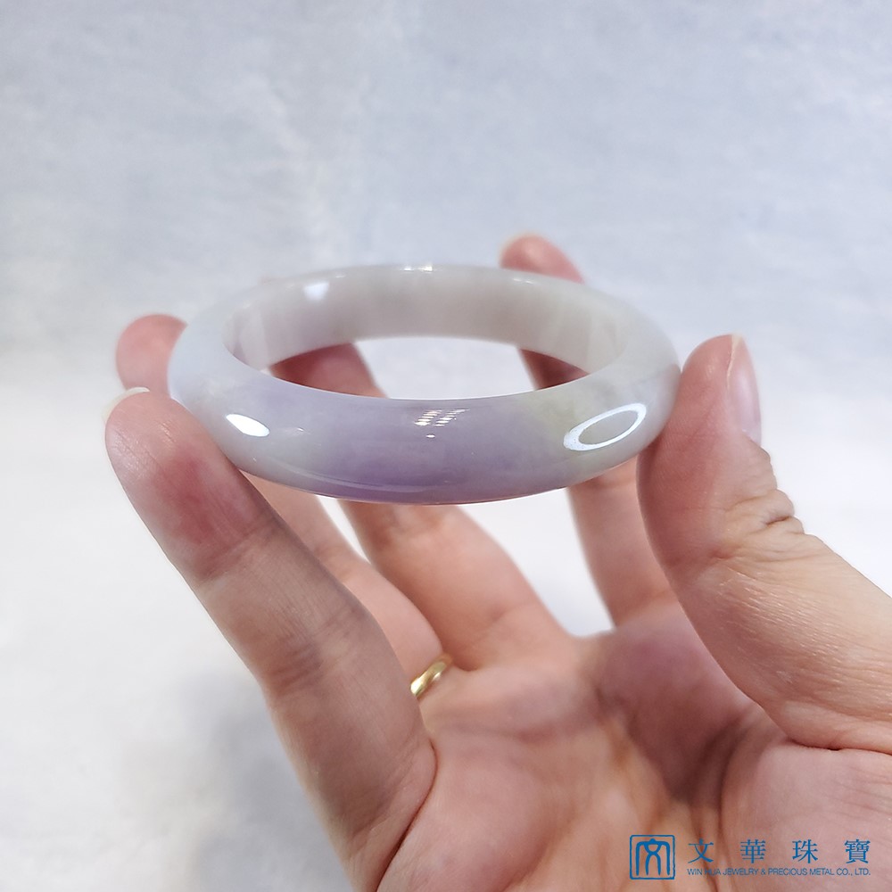 冰糯帶紫玉鐲 18.3圍 平安鐲