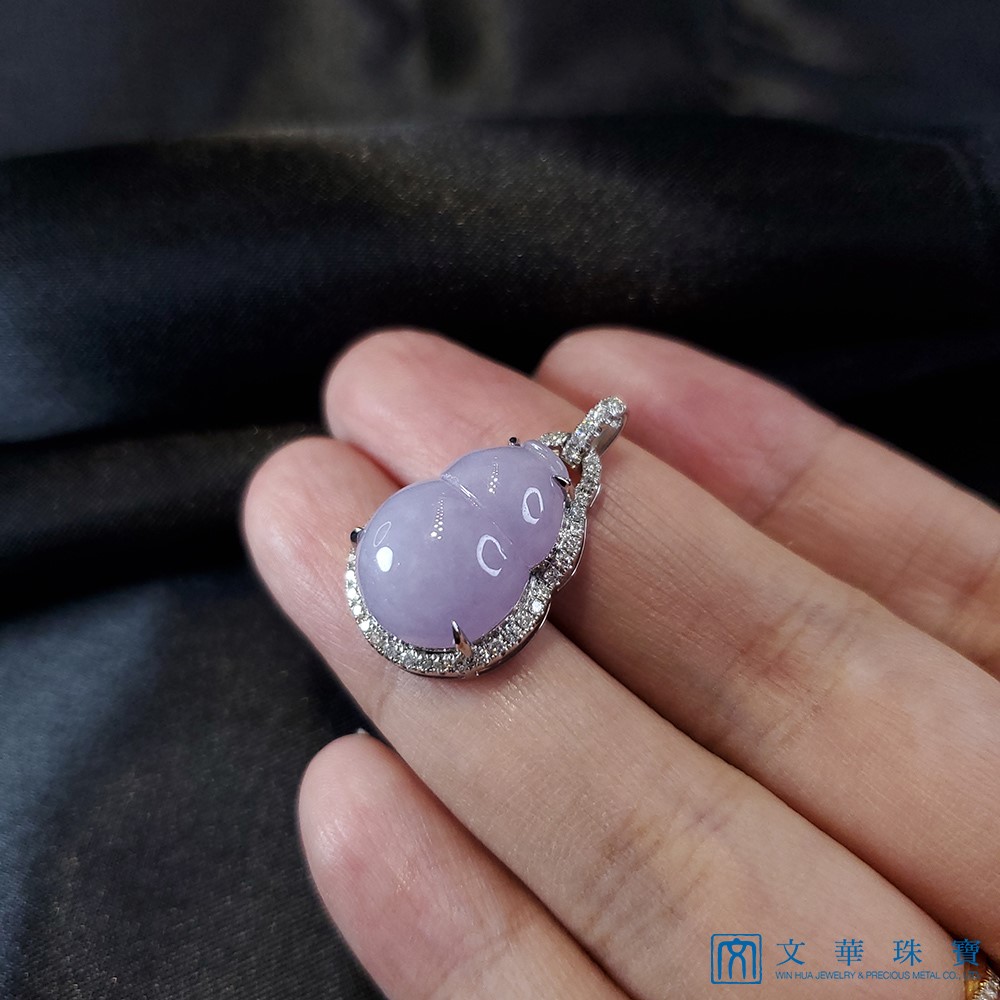 粉紫翡翠葫蘆鑽墜