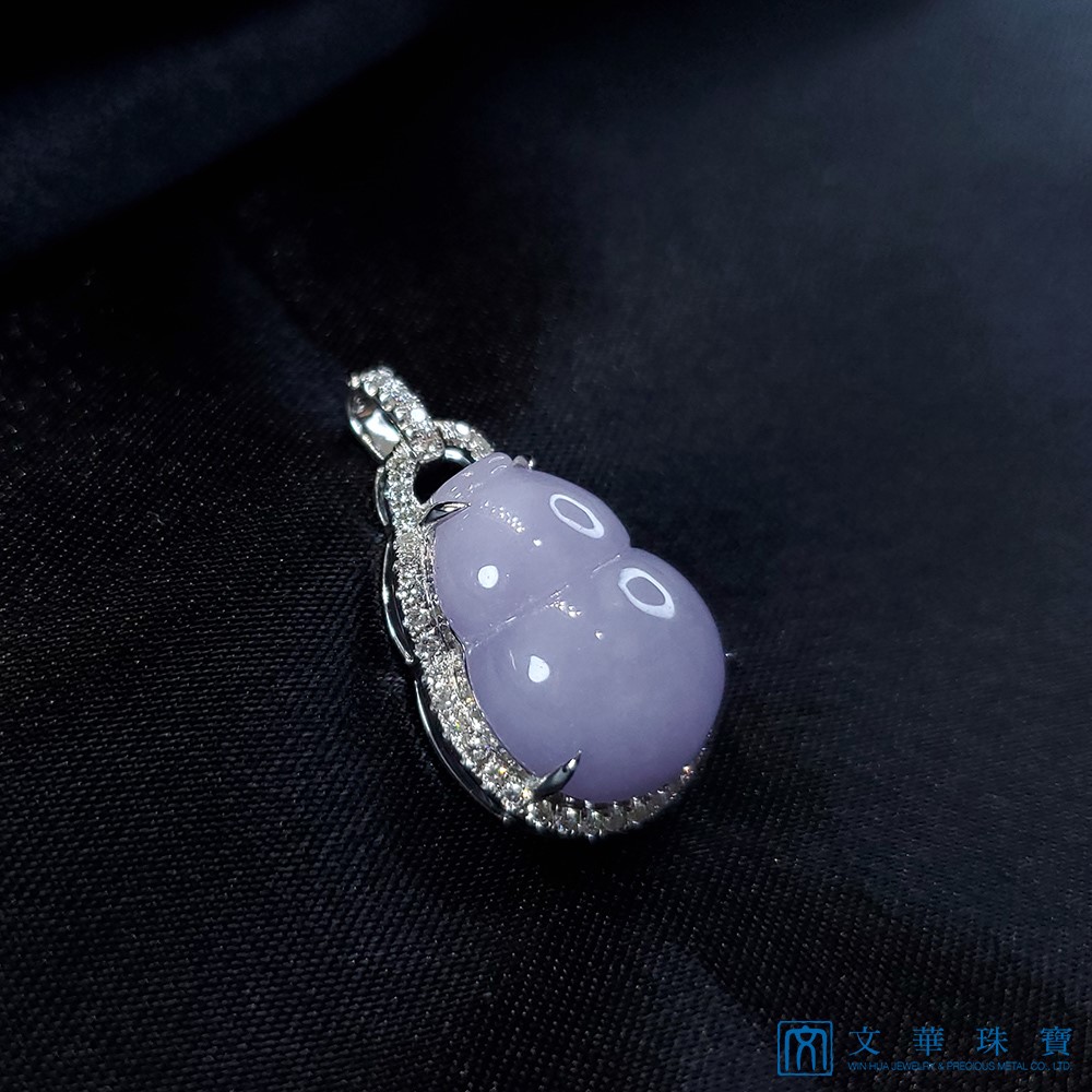 粉紫翡翠葫蘆鑽墜
