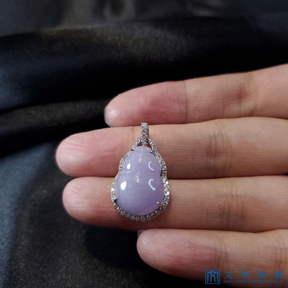 粉紫翡翠葫蘆鑽墜