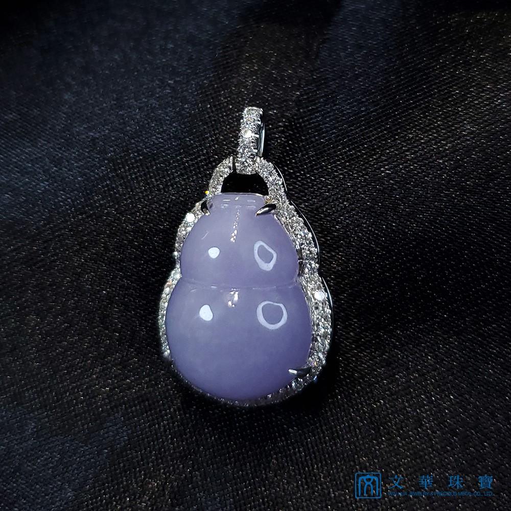 粉紫翡翠葫蘆鑽墜