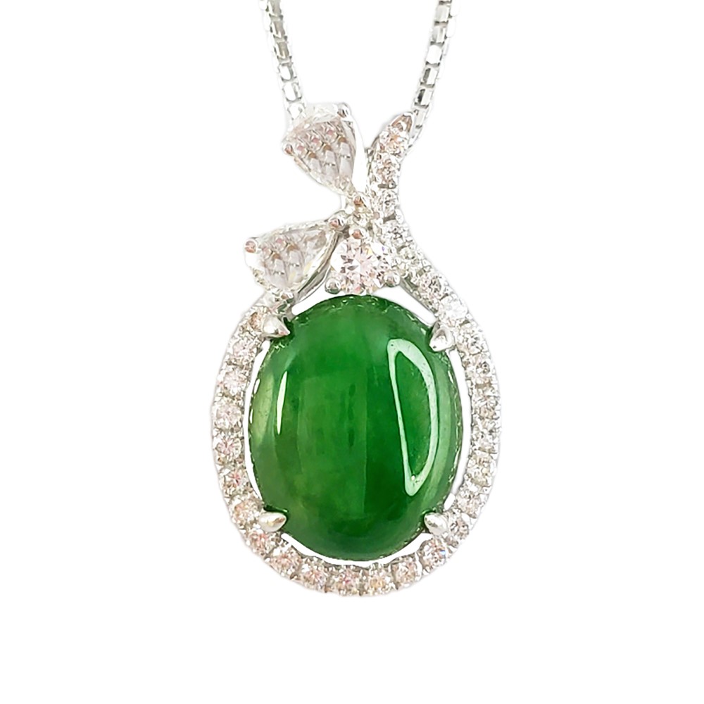 翡翠蛋面蝴蝶結鑽墜 