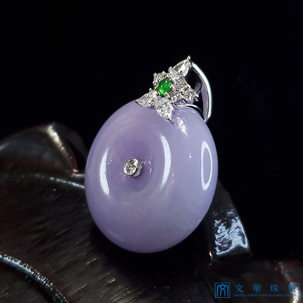 紫翡翠紫羅蘭平安扣鑽墜