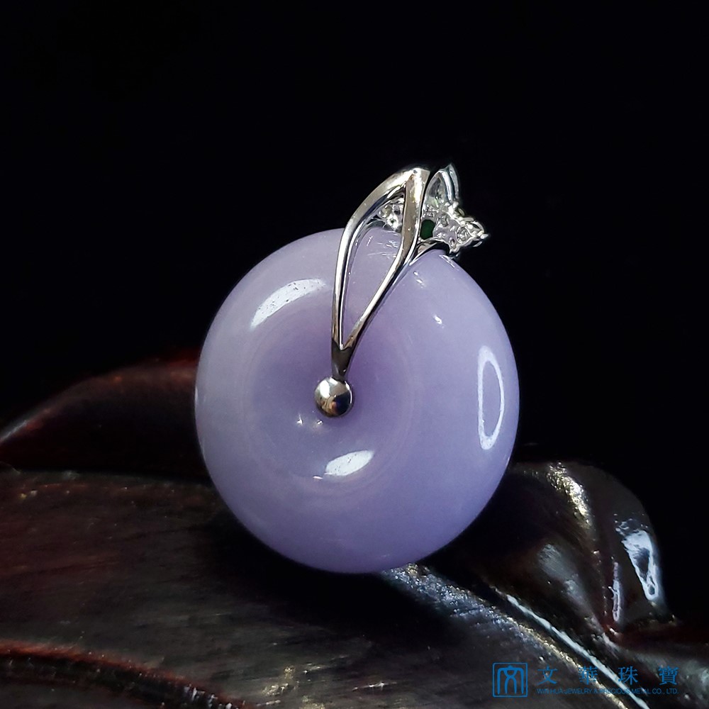 紫翡翠紫羅蘭平安扣鑽墜