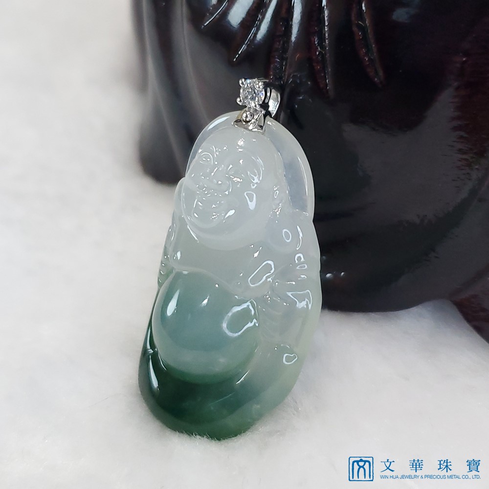 冰種帶花青立姿彌勒佛