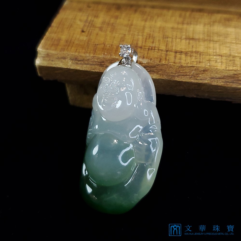 冰種帶花青立姿彌勒佛