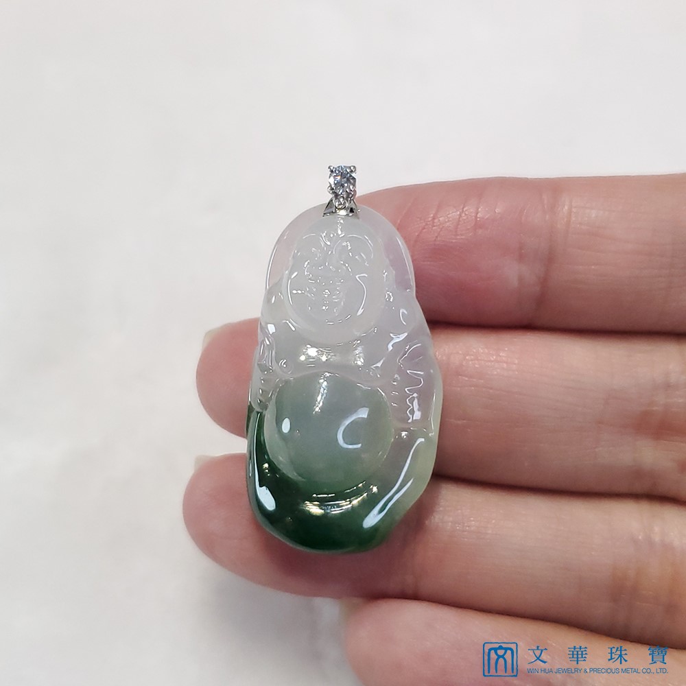 冰種帶花青立姿彌勒佛