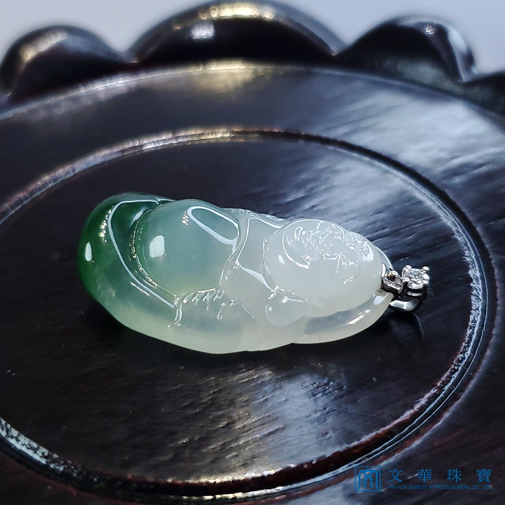 冰種帶花青立姿彌勒佛