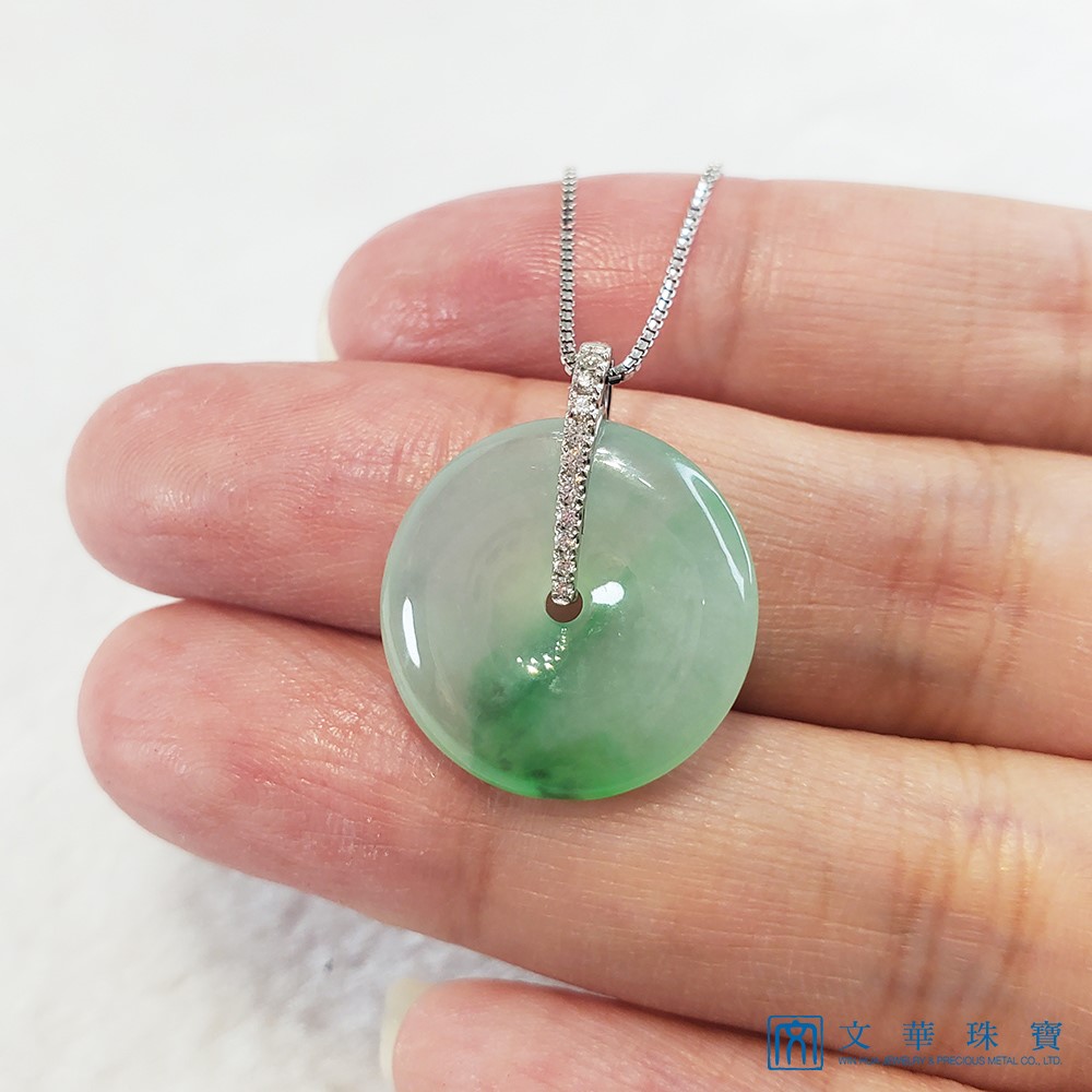 冰種翠綠平安扣鑽墜(已售出)