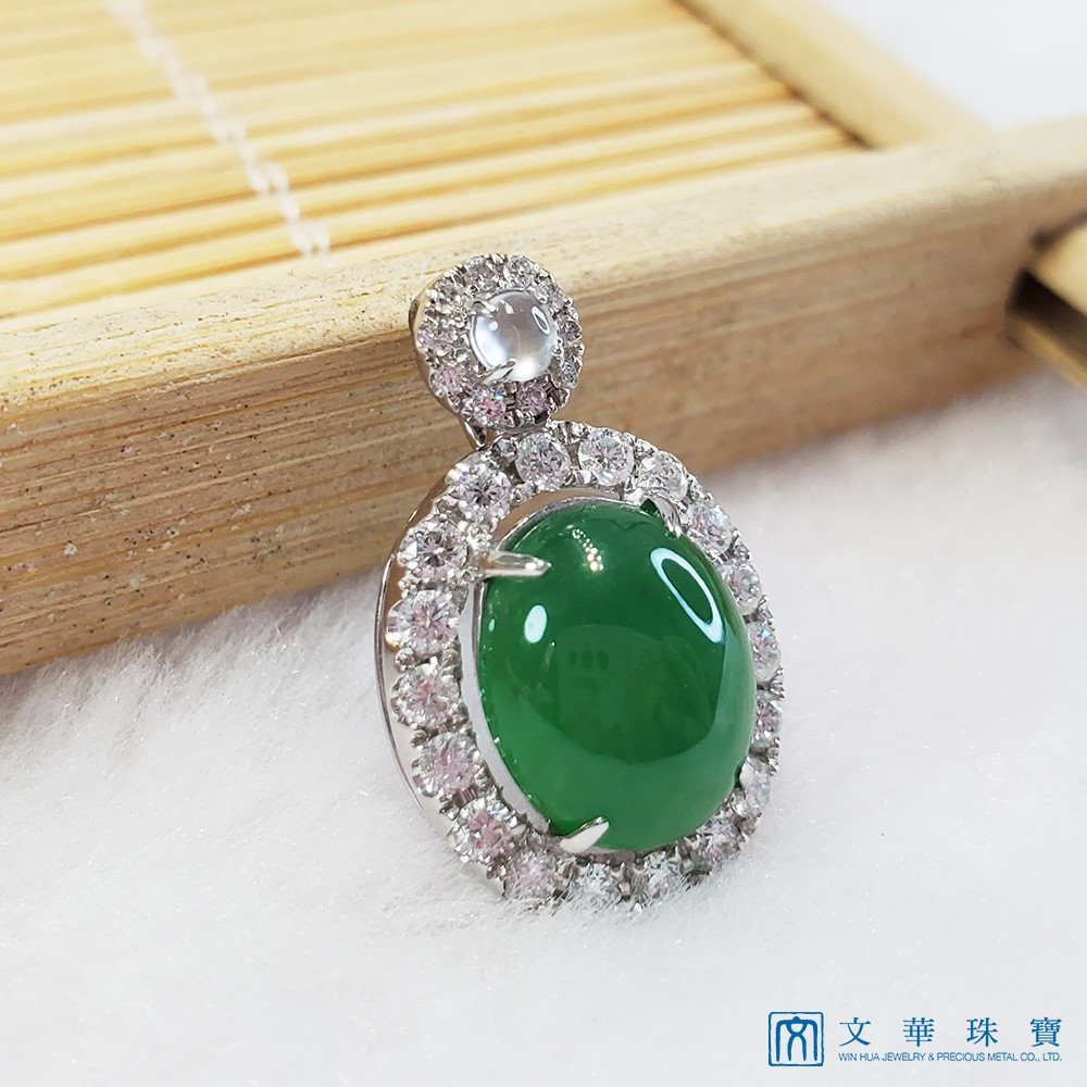 翡翠蛋面經典鑽墜