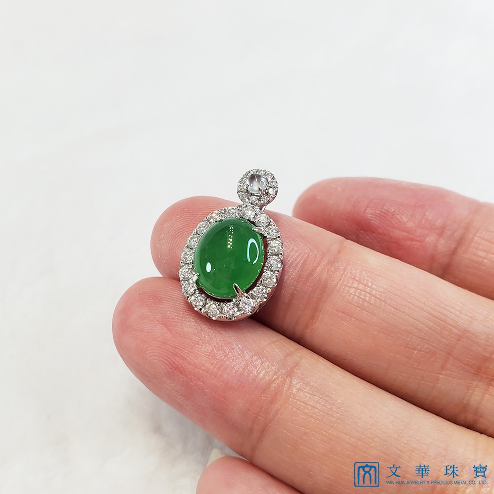 翡翠蛋面經典鑽墜