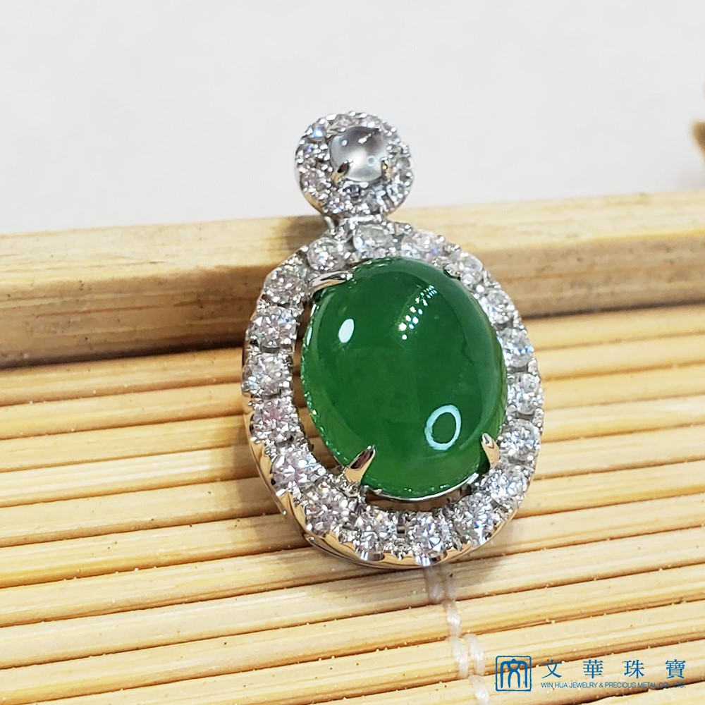 翡翠蛋面經典鑽墜