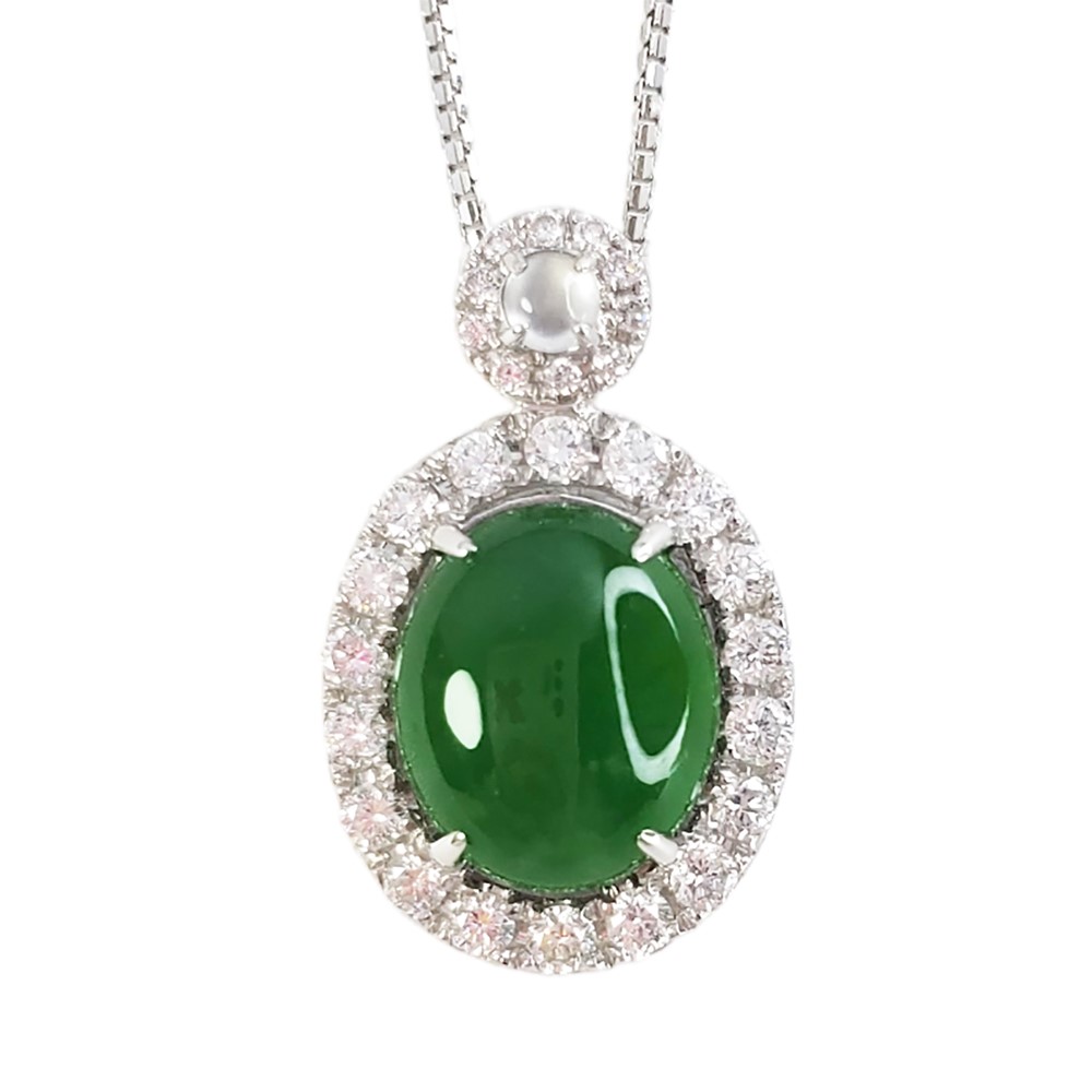 翡翠蛋面經典鑽墜