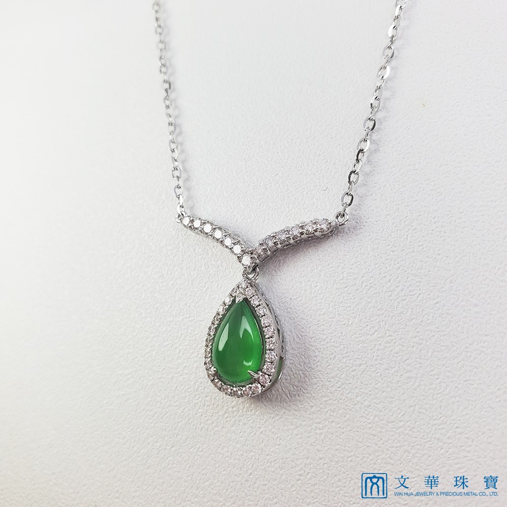翡翠水滴鑽石項鍊(已售出)