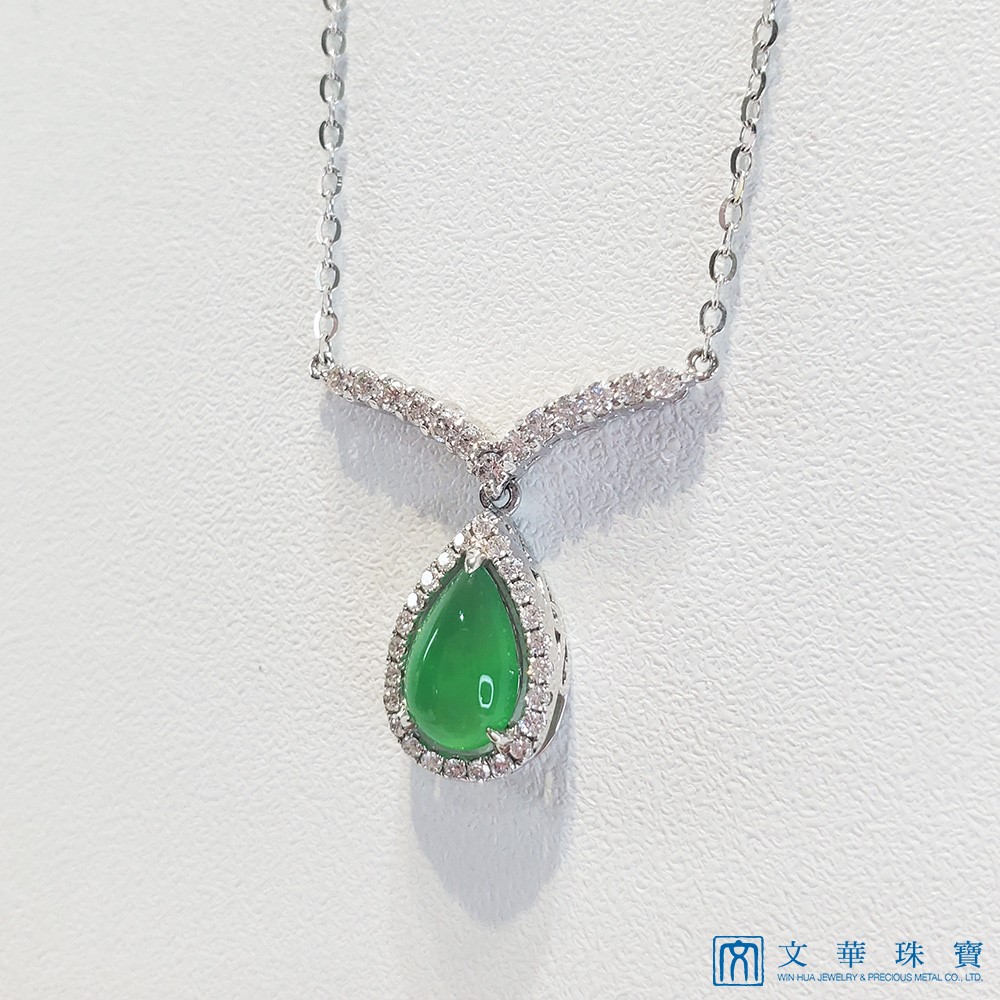 翡翠水滴鑽石項鍊(已售出)