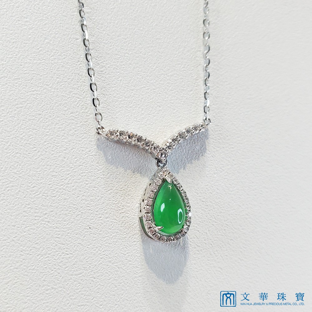 翡翠水滴鑽石項鍊(已售出)