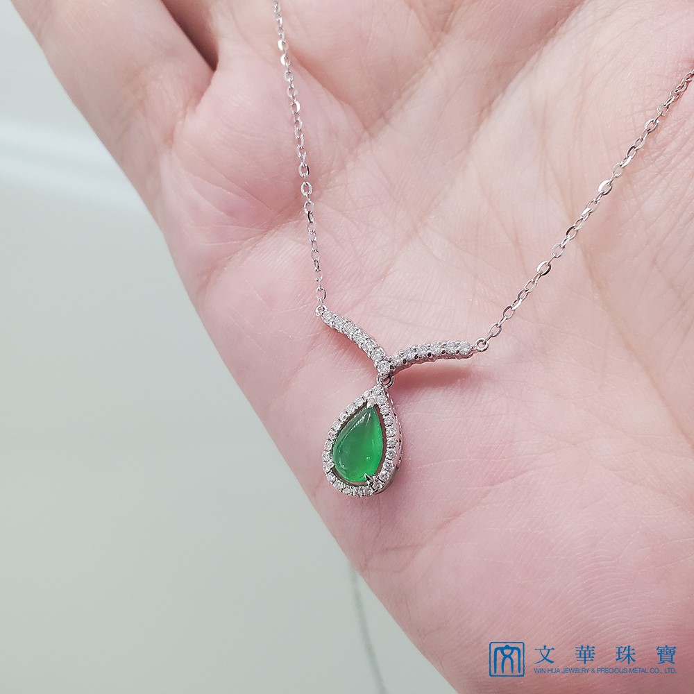 翡翠水滴鑽石項鍊(已售出)