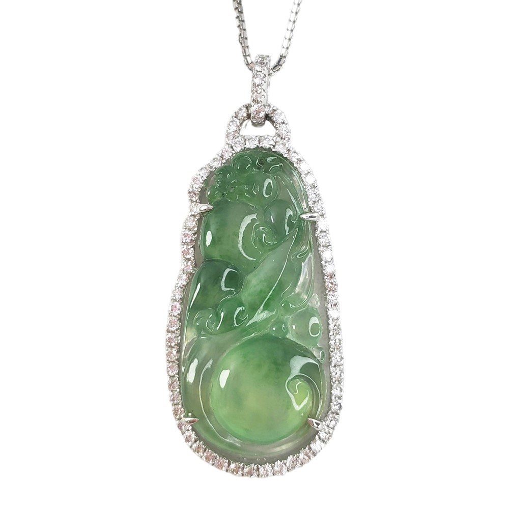 玻璃種神龍戲珠玉墜(已售出)