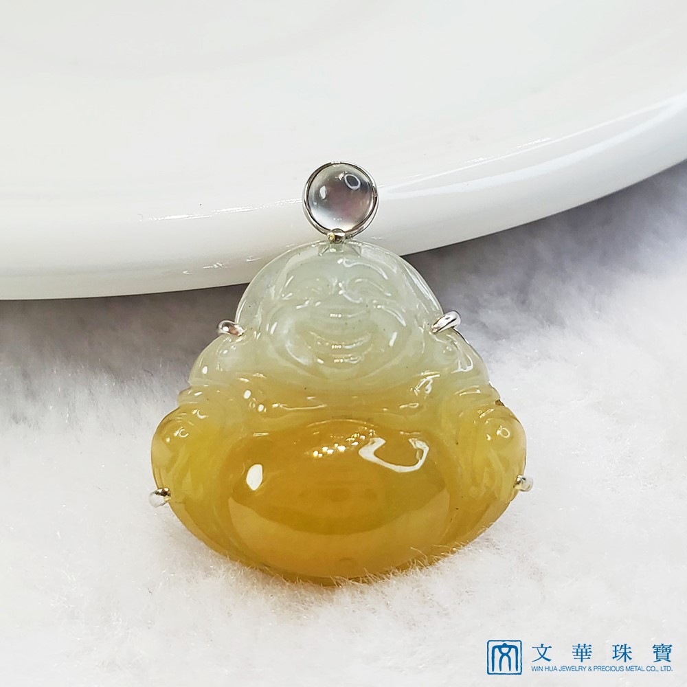 冰糯巧色黃翡彌勒佛