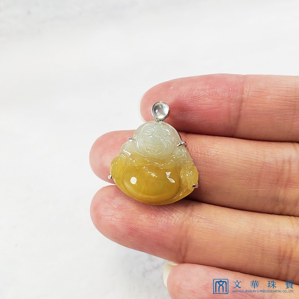 冰糯巧色黃翡彌勒佛