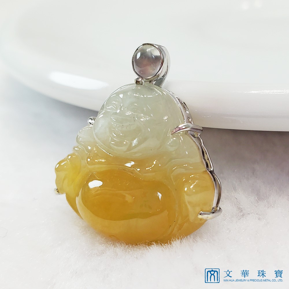 冰糯巧色黃翡彌勒佛