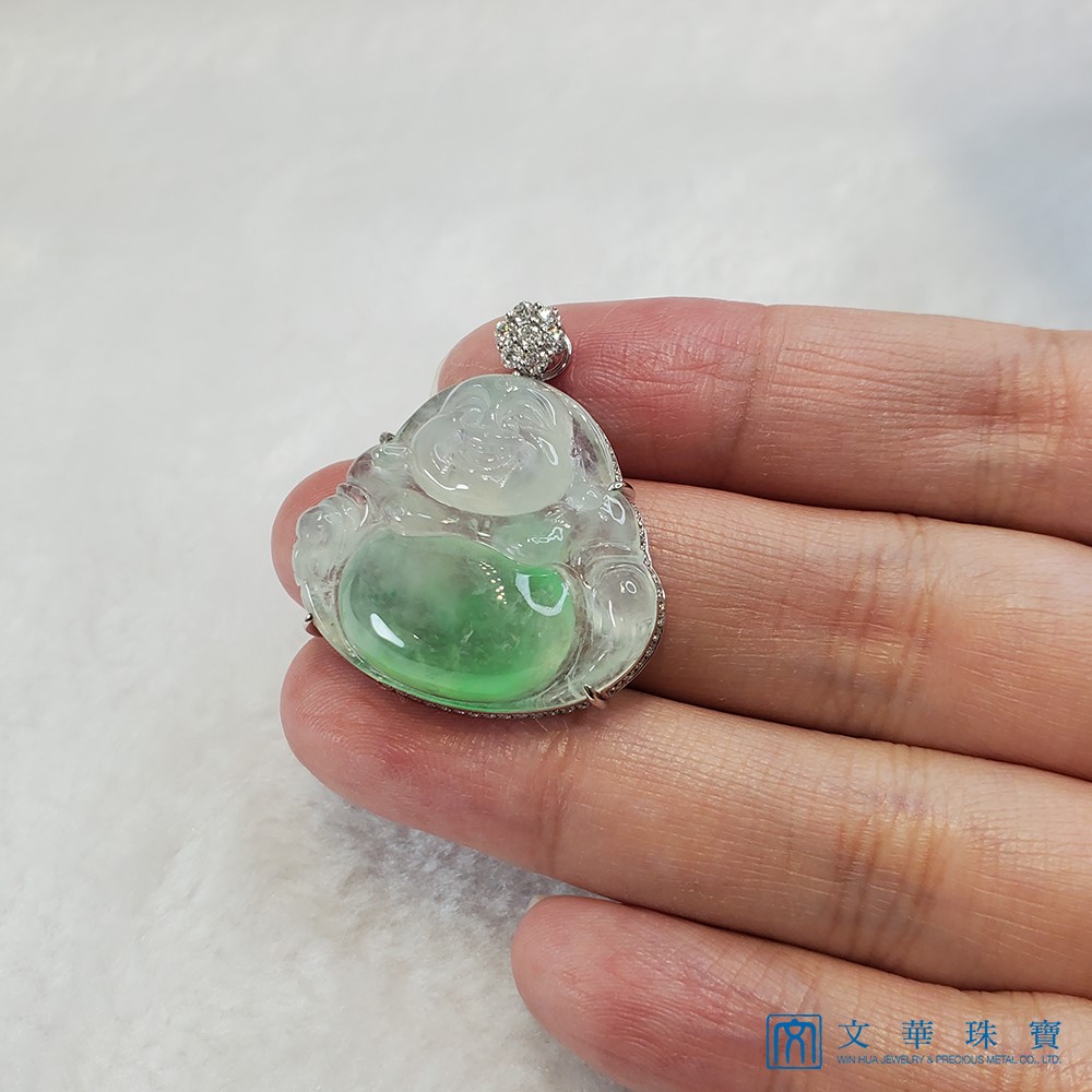 玻璃地金絲種佛公玉墜(已售出)